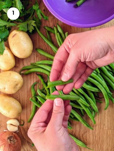 How to prepare and cut green beans.