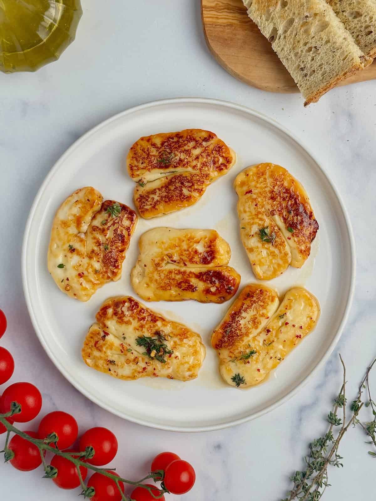 Hot Honey Halloumi Cheese.
