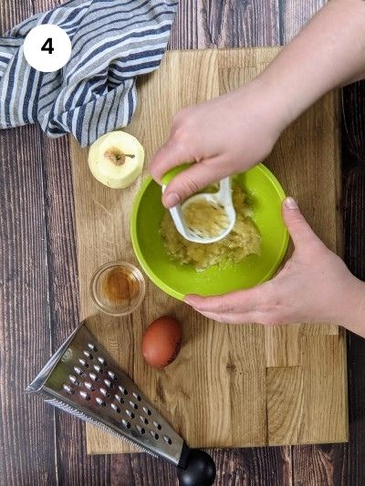 Mashing banana for the rock cakes mixture.