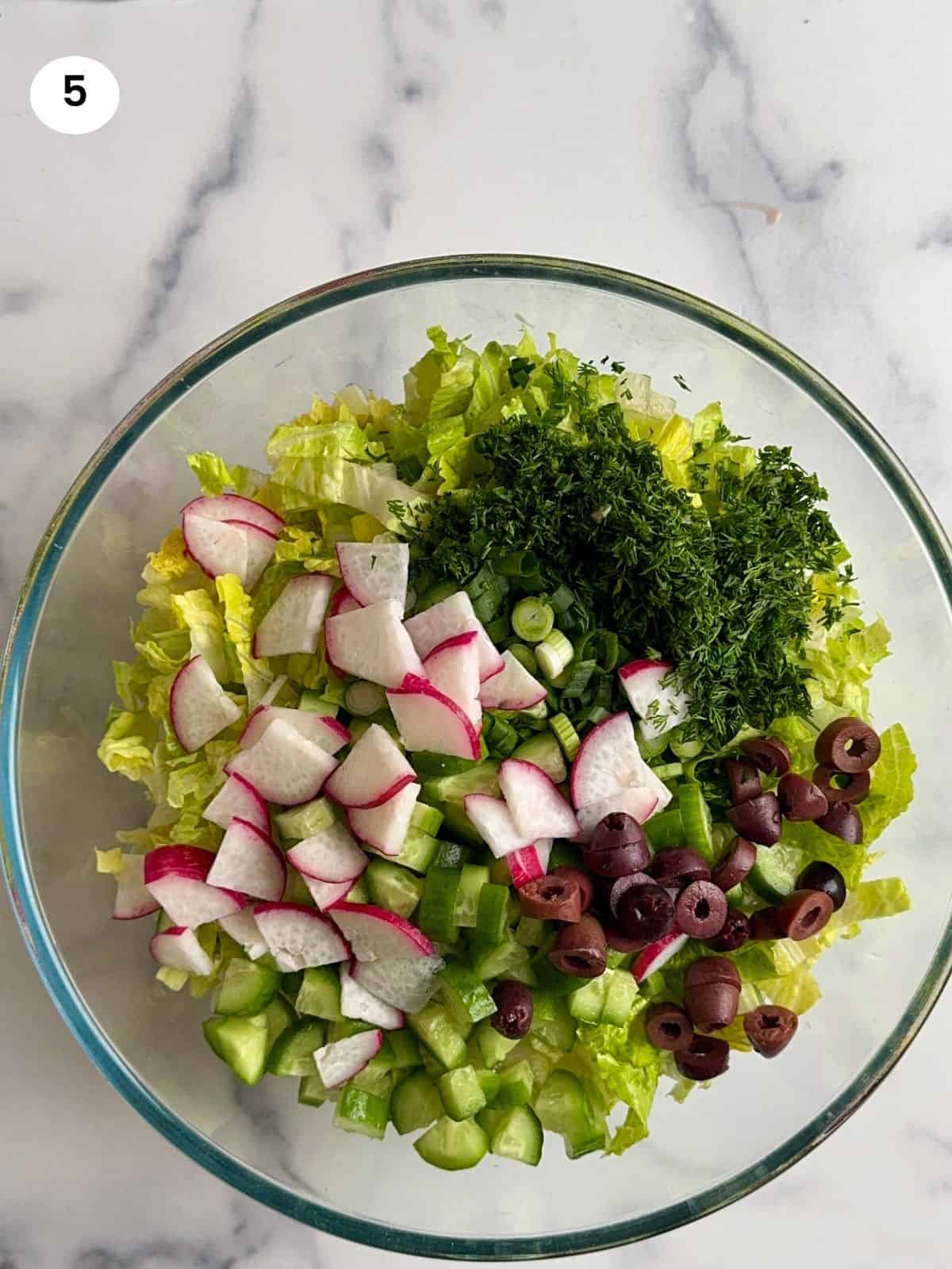 All ingredients added to glass bowl.