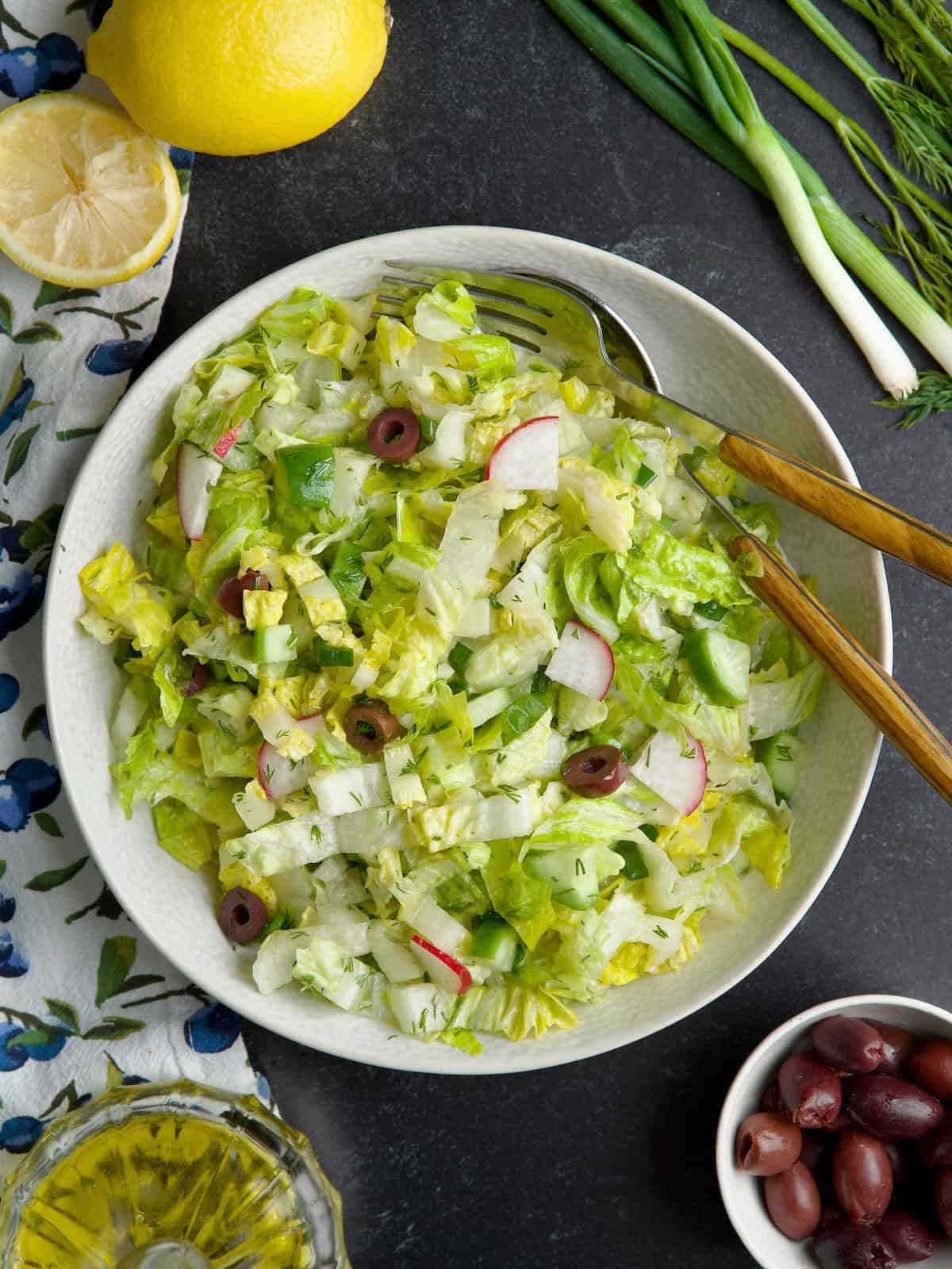 Easy Greek Lettuce Salad - Maroulosalata.