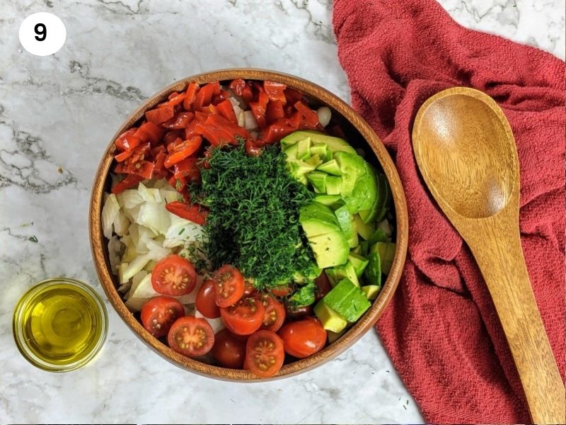 All the ingredients in the bowl before seasoning.