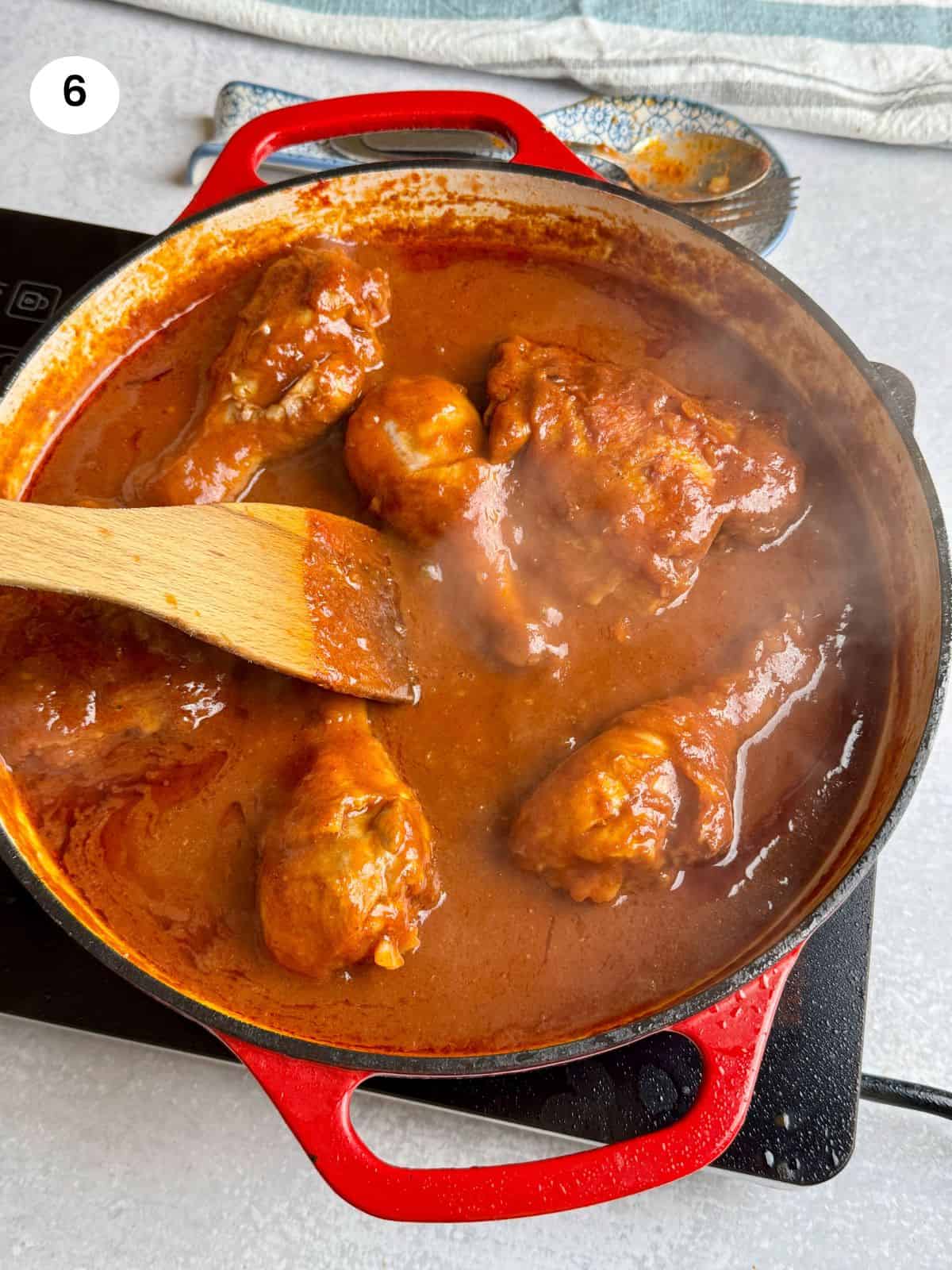 Cooking the chicken in low temperature.