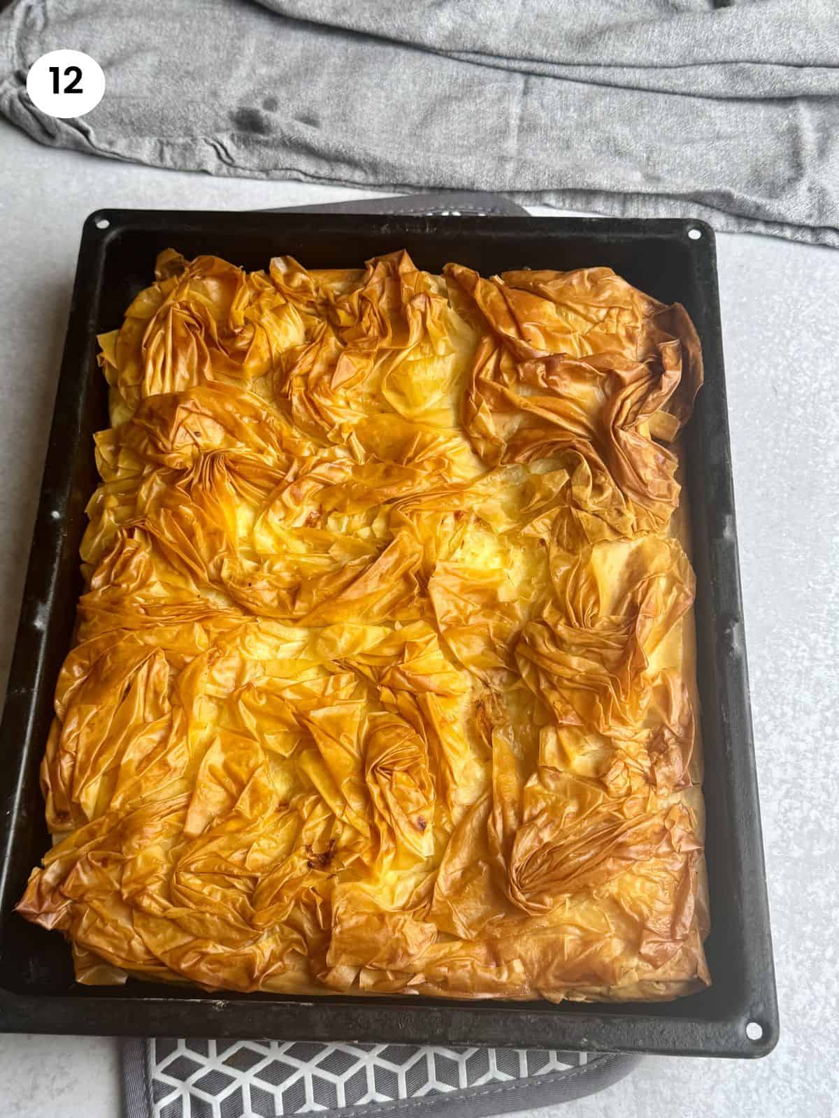 Crinkle cheese pie when it comes out of the oven.
