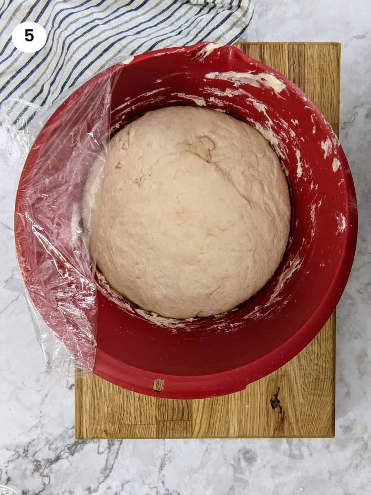 Dough after it has risen and double in size.