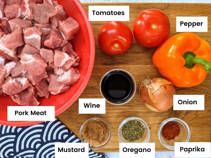 Ingredients for pork skewers.