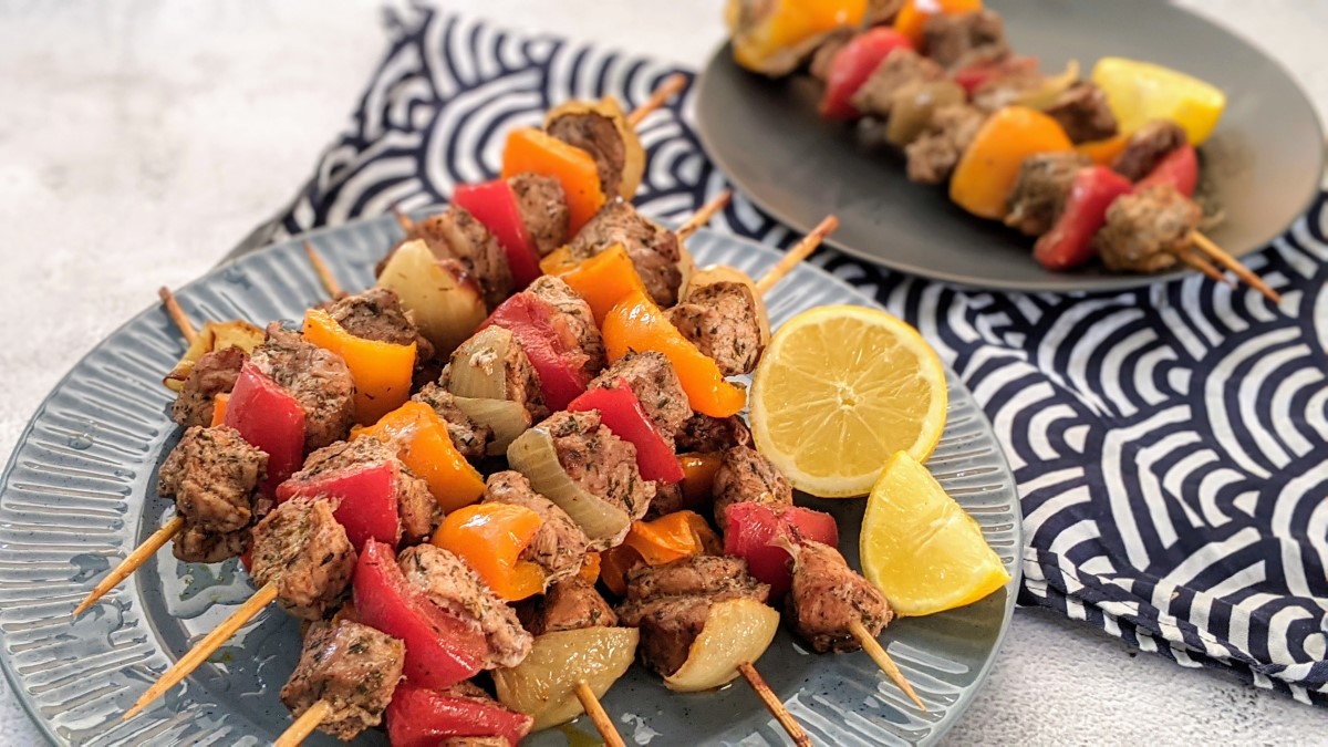 Pork Skewers In the Oven Greek Pork Souvlaki with Veggies