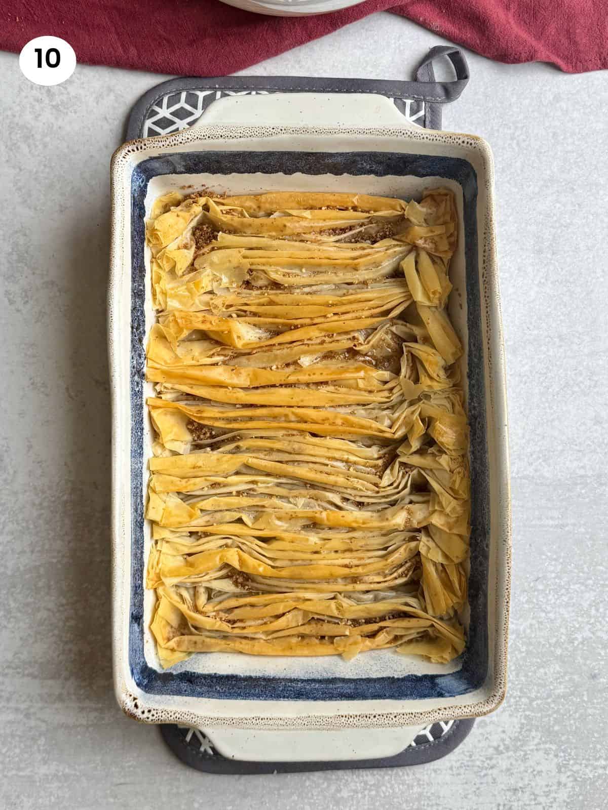 Phyllo base baked and ready for the custard.