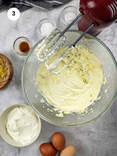 Beating the butter with the sugar until fluffy.