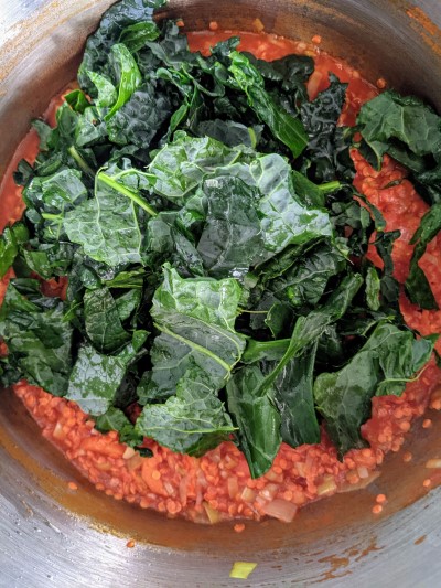 Cavolo nero kale added to the soup