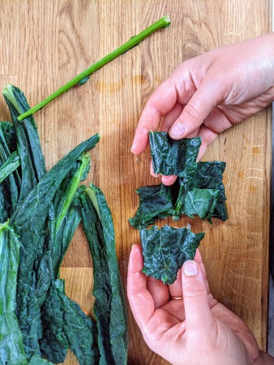 Leafy green part of kale.