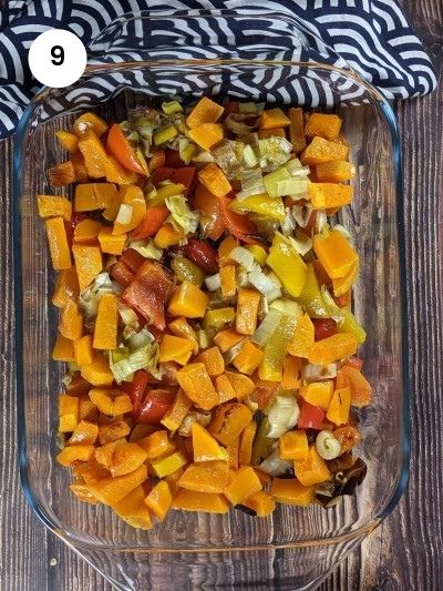 Roasted butternut squash cubes.