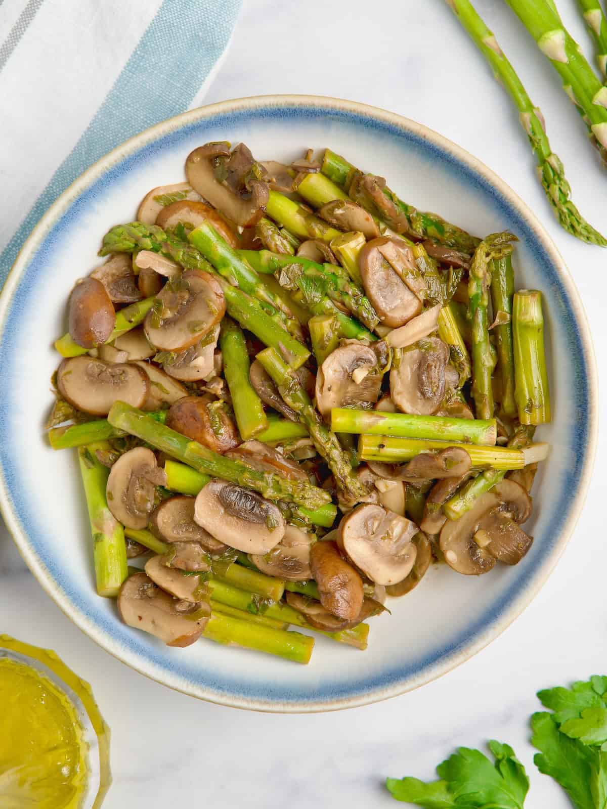 Sautéed Asparagus And Mushrooms.