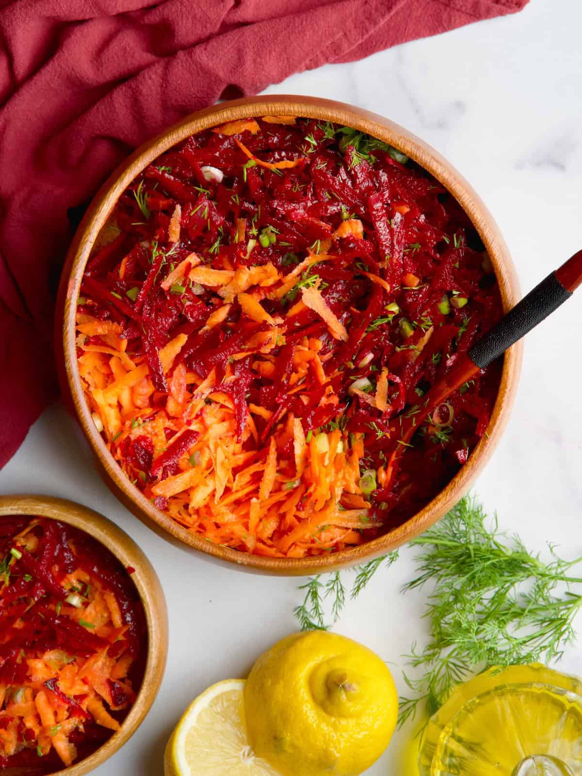 Easy Shredded Beet And Carrot Salad.