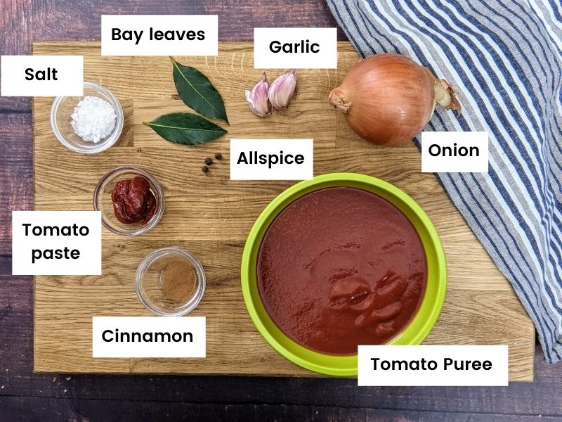 Ingredients for tomato sauce.
