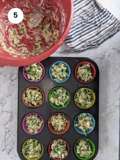 Spinach & Cheese Muffins ready to go in the oven.