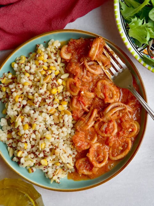 Mediterranean Squid In Tomato Sauce.