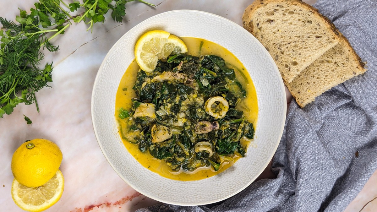 Mediterranean Squid Stew With Spinach Recipe