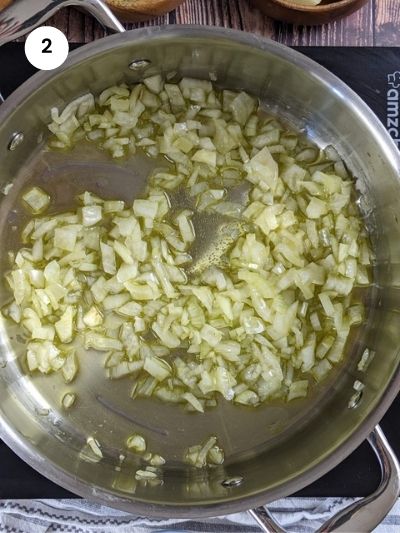 Sautéing the onion.