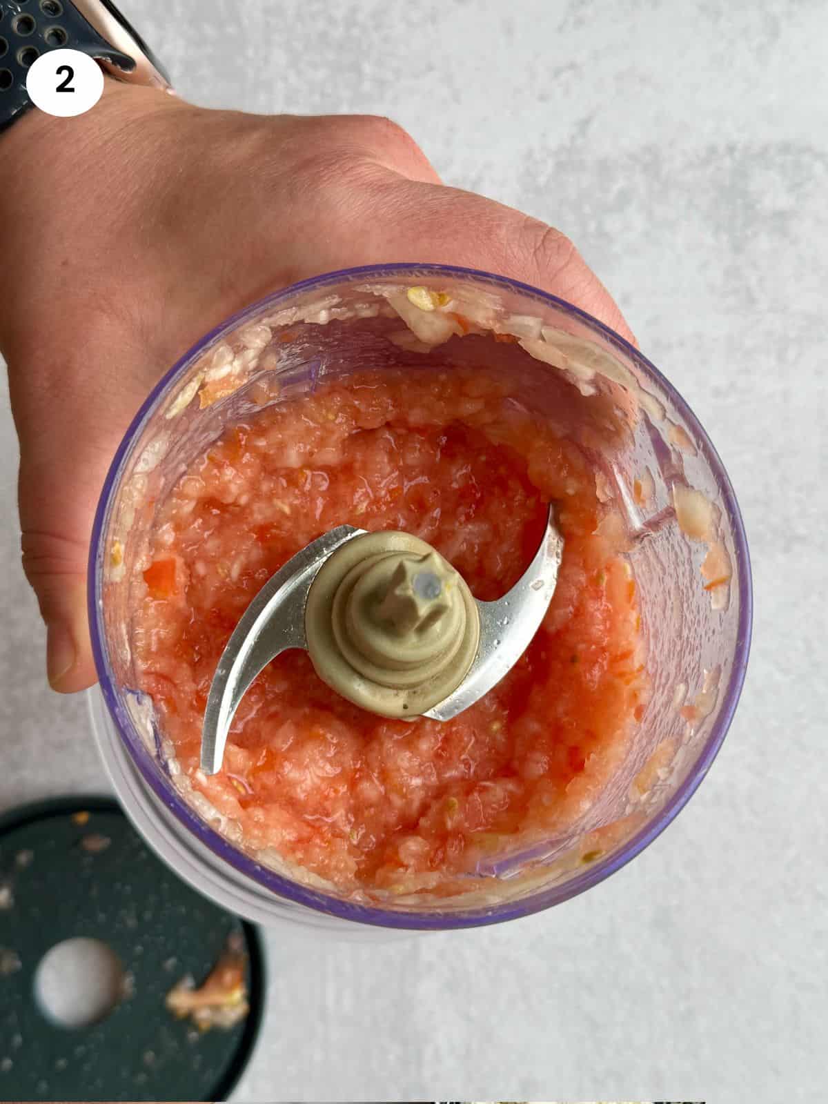 Blended onion and tomatoes.