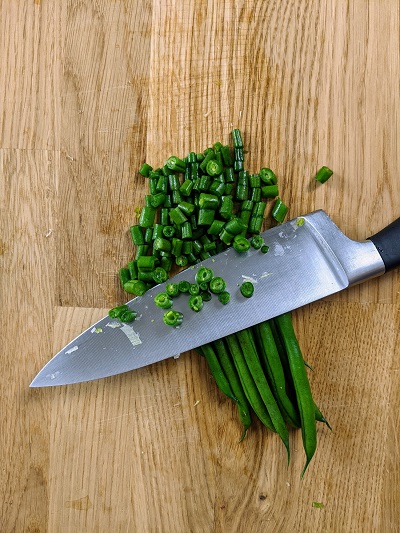 Chopped beans for the stuffed veggies the filling.