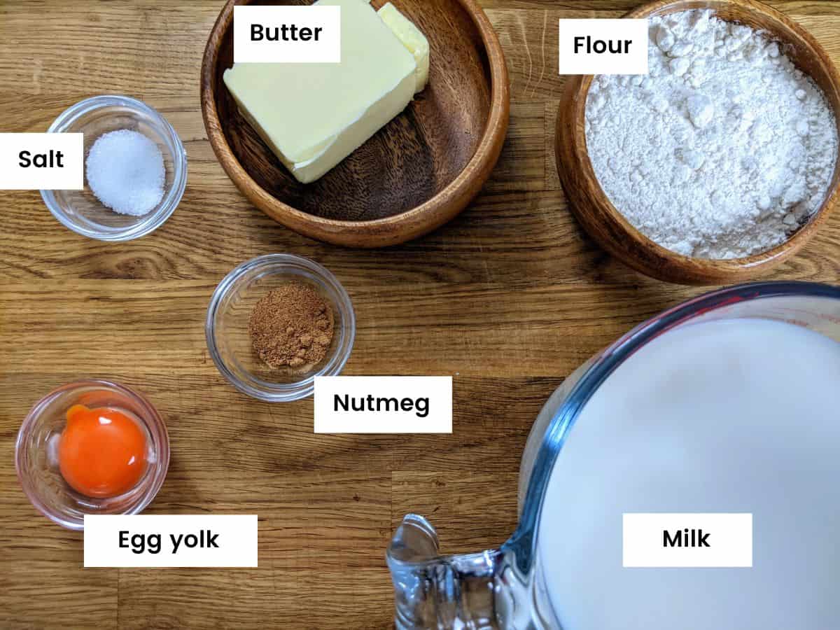 Ingredients for bechamel sauce.