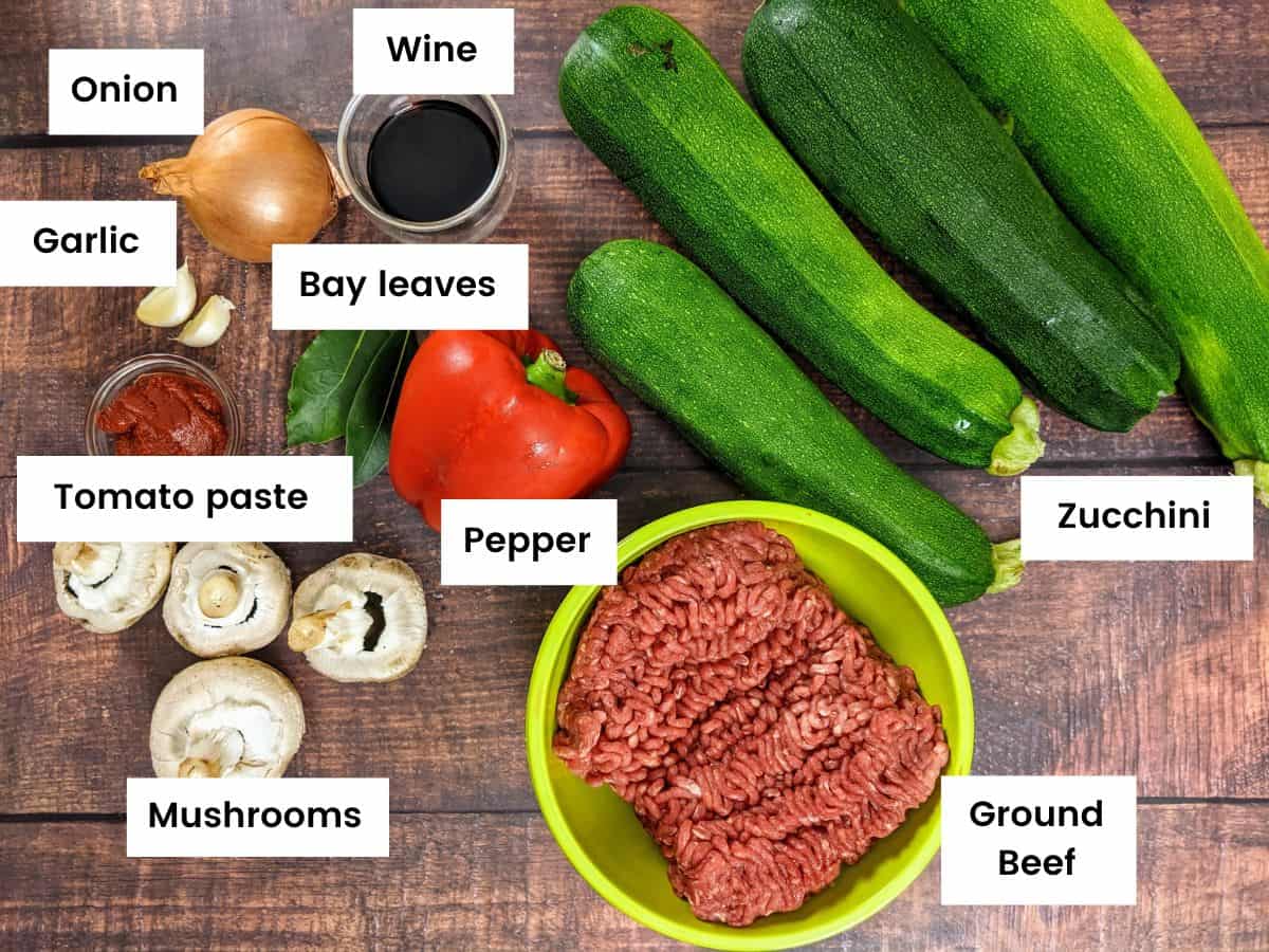 Ingredients for stuffed zucchini boats.