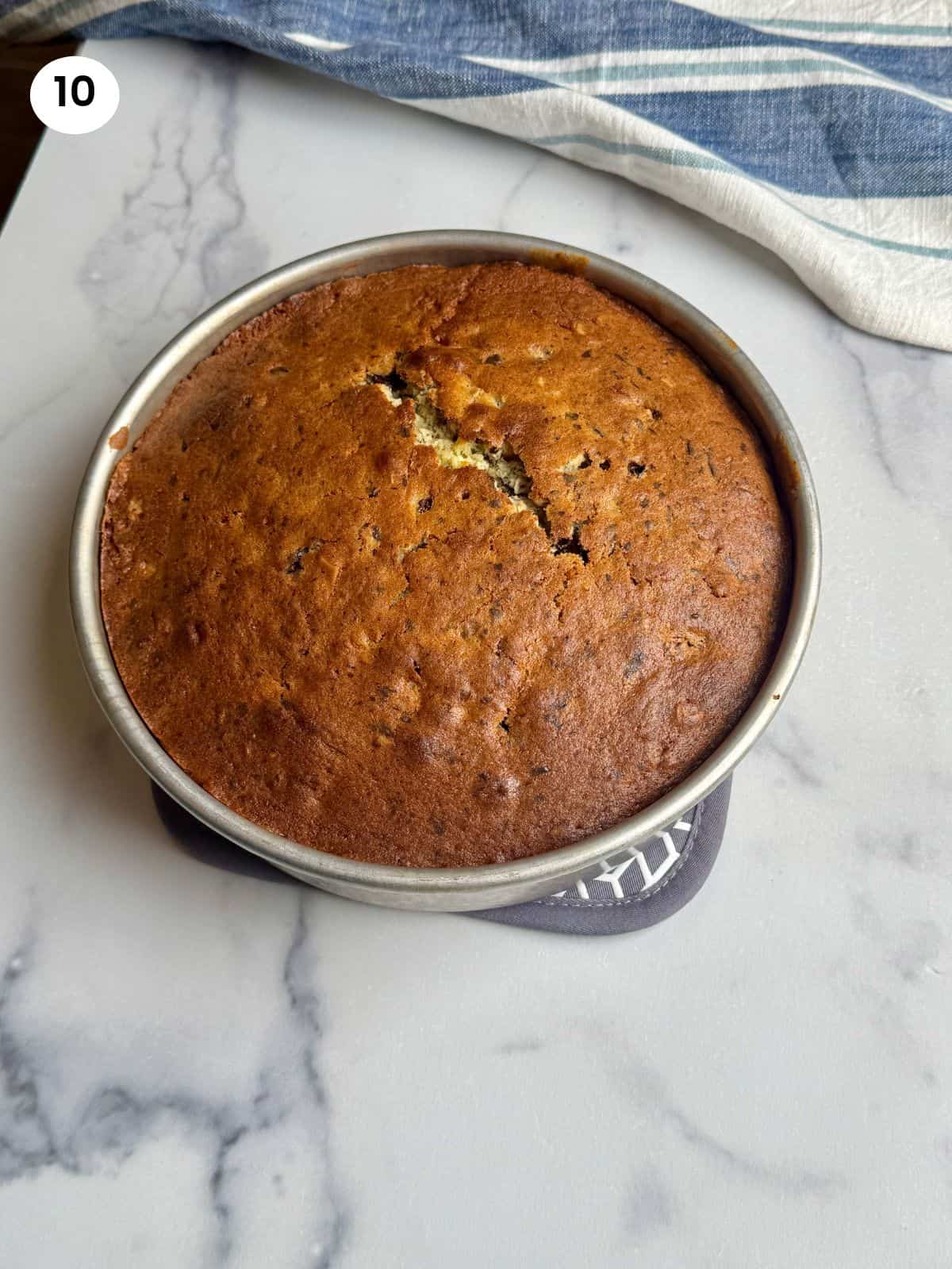 Baked cake when it comes out of the oven.