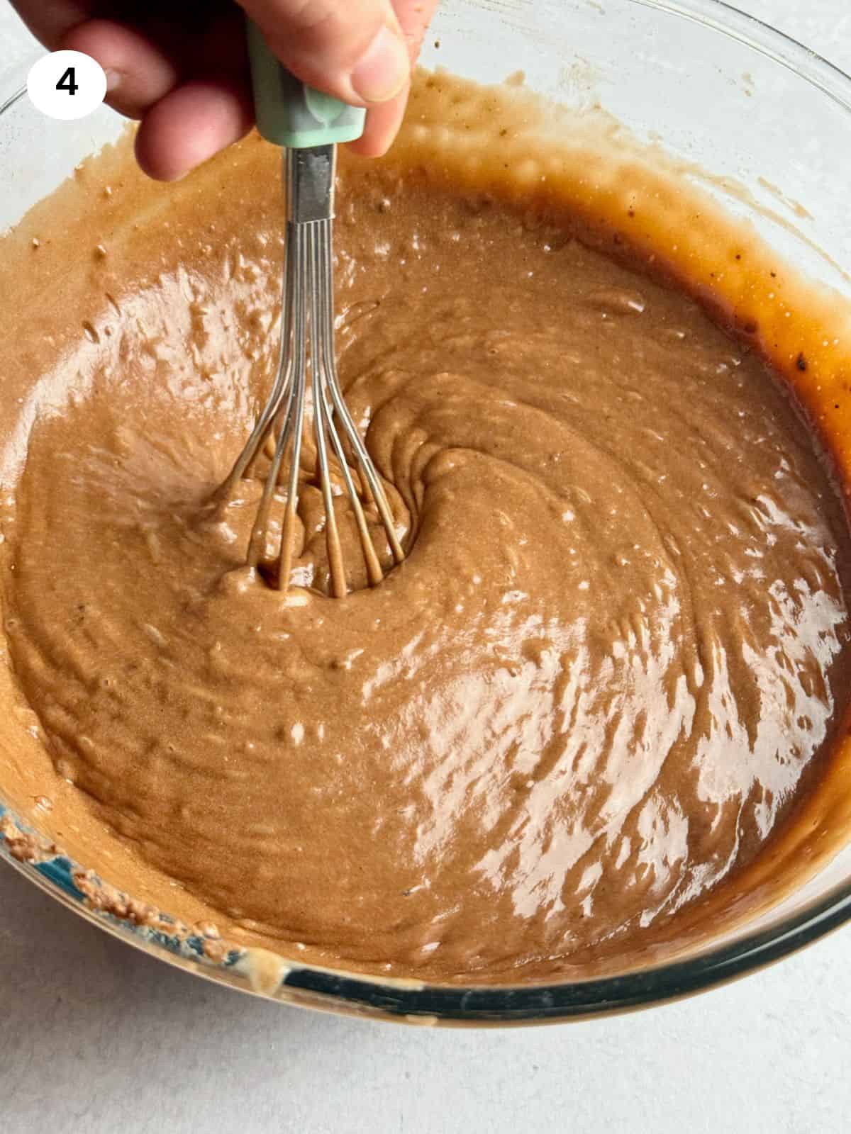 Chocolate sponge cake batter is ready.