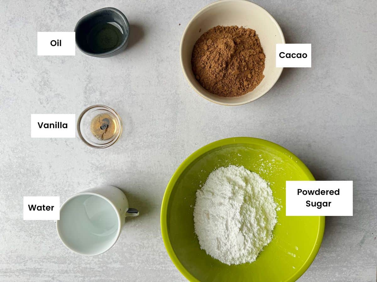 Ingredients for chocolate glazing.